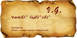 Vankó Győző névjegykártya